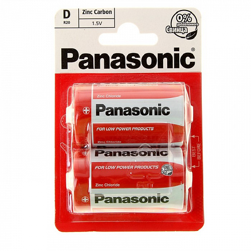 Panasonic R20 Zinc Carbon BL*2 батарейка
